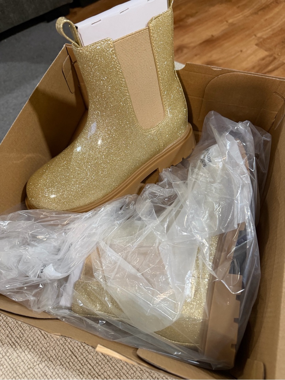 Kids Glitter Chelsea Boots - Gold